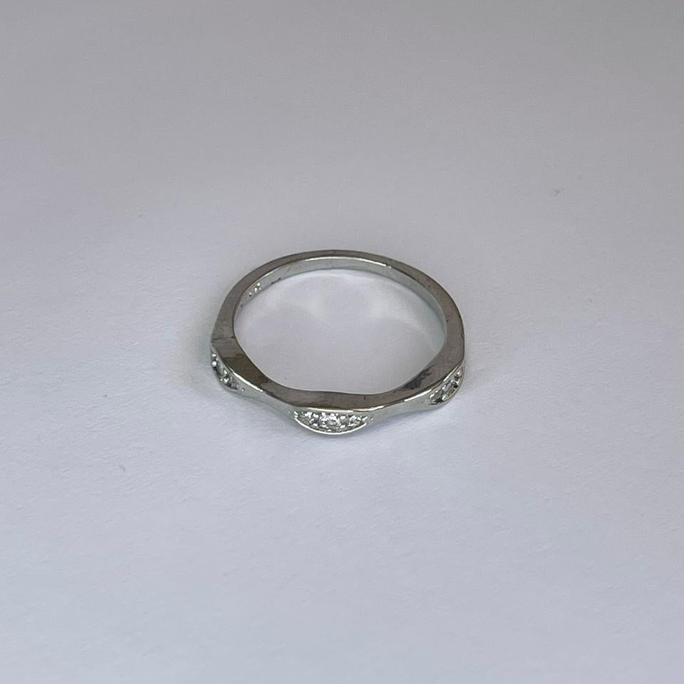 Silver Wave Crystal Ring