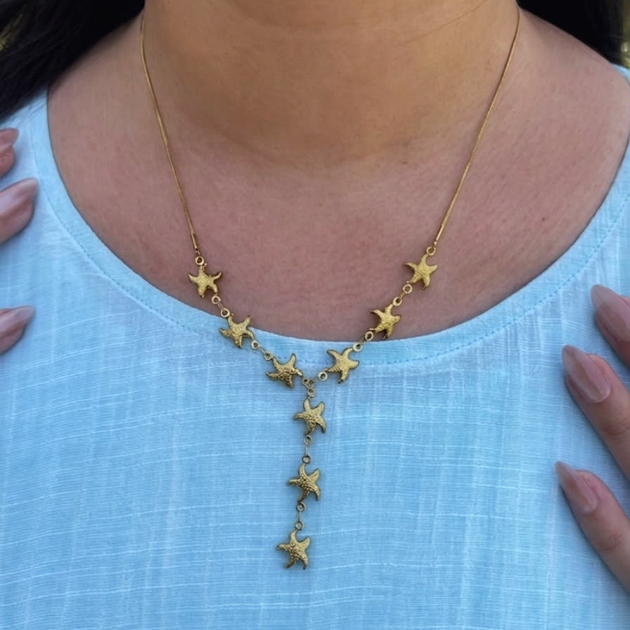 Golden Starfish Drop Necklace
