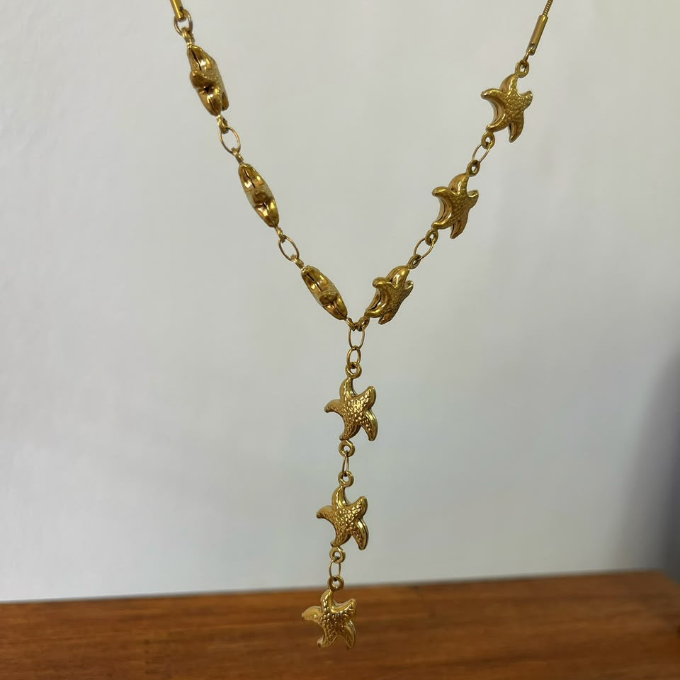 Golden Starfish Drop Necklace