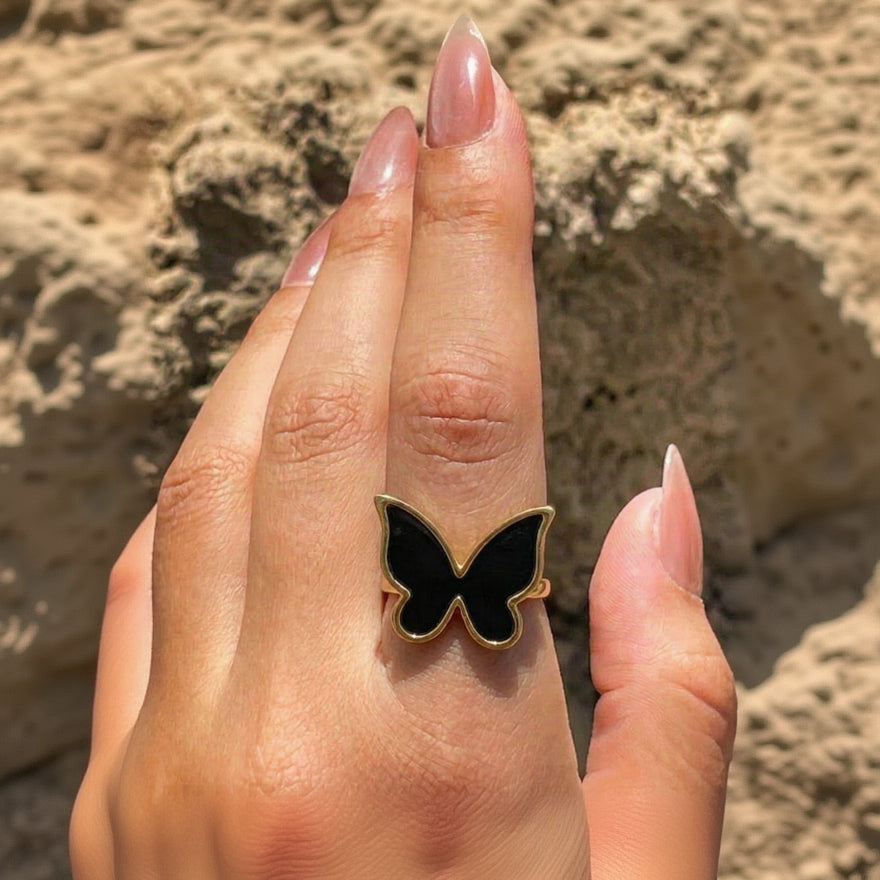 Black Butterfly Ring